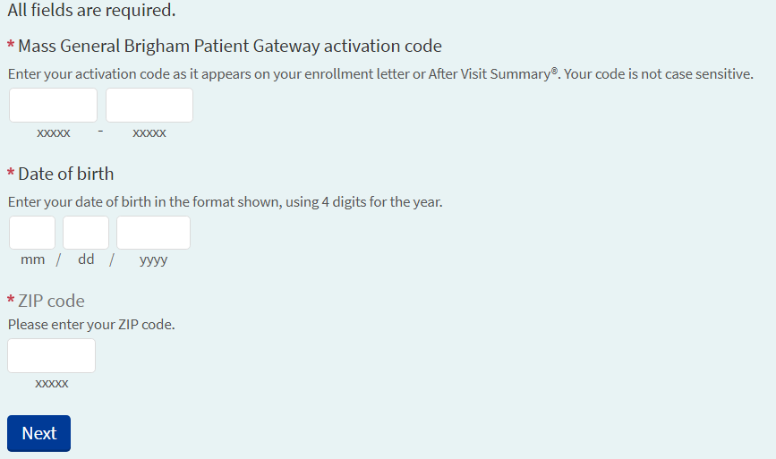 Create an MGH Patient Gateway Profile